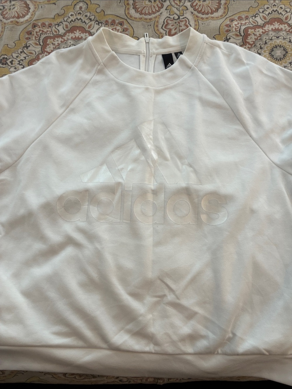 adidas White Tonal Logo Crewneck Sweatshirt